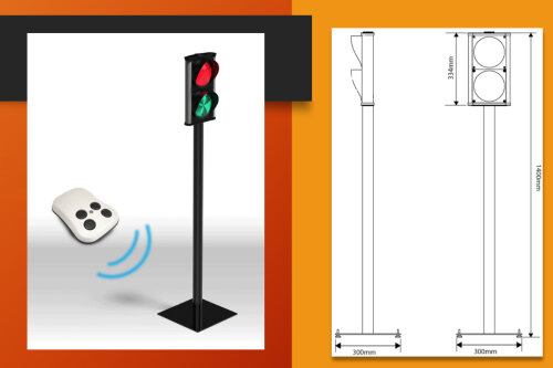 ASFRQ- LED semafor včetně stojanu, drátové dálkové ovládání